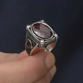Gümüş Kırmızı Zirkon Taşlı Erkek Yüzük  SL4850 thumbnail 6