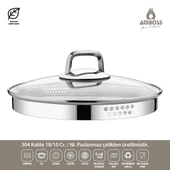 Diamond Strainer Paslanmaz Çelik Cam Kapaklı 8 Parça Tencere Seti - 8
