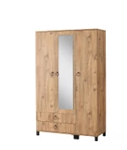3 Kapılı 2 Çekmeceli Gardrop Aynalı Elbise Dolabı 120x46x189cm - 3