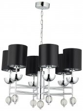 Lampaluce Cappello Şapkalı Klasik Avize 6lı Krom - Siyah - 1