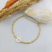 Vaoov 925 Ayar Gümüş Hematit Taşlı Papatya Bileklik thumbnail 2