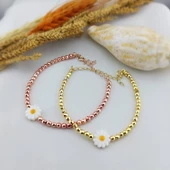 Vaoov 925 Ayar Gümüş Hematit Taşlı Papatya Bileklik thumbnail 4