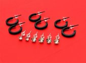 SİYAH 12 MM 3 ÇİFT HALKA VE 3 ÇİFT 5 MM TEK TAŞ KÜPE TOPLAM 6 ÇİFT KOMBİN KÜPE ÇOKLU KÜPE-KK171 - 2