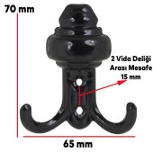 As Orta Sarıklı Vestiyer Duvar Askısı Dolap Elbise Askılığı Siyah Metal Askı - 2