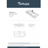 Turkuaz Seramik Cerastyle Elite Serisi 100 x 45 Cm Etajerli Lavabo - 5