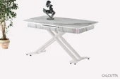 Açılır Milano Masa Mdf  X Beyaz Metal Ayak  ( Ortadan Açılır ) 70x120 cm - 6