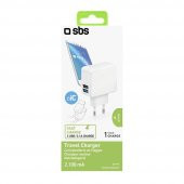 SBS 36198 TETRAV2USB2AW HIZLI ŞARJ ÖZELLİKLİ ÇİFT USB ÇIKIŞLI 2.1 A ŞARJ CİHAZI BEYAZ - 1