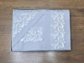 Çeyiz Diyarı Fransız Güpürlü Nervürlü Belinda Nevresim Takımı Gri thumbnail 1