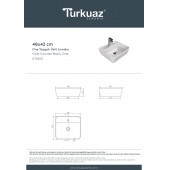 Turkuaz Seramik Cerastyle One Serisi 46 x 42 Tezgah Üstü Çanak Lavabo - 3