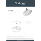Turkuaz Seramik Cerastyle One 67 x 42 cm Tezgah Üstü Çanak Lavabo - 3