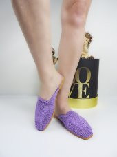 Sue Lila Hasır Işlemeli Önü Kapalı Terlik thumbnail 1