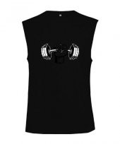 Dumbell kaslı yumruk fitness motivasyon  Siyah Kesik Kol Unisex Tişört - 1