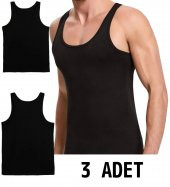 3 ADET ERKEK 100 PAMUK ASKILI KLASİK ATLET - 3