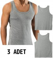 3 ADET ERKEK 100 PAMUK ASKILI KLASİK ATLET - 1