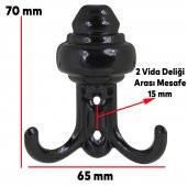 Vestiyer Duvar Askısı Kapı Dolap Elbise Askılığı Siyah Metal Askı (4 ADET) - 2