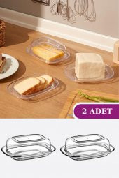 Flosoft Kapaklı Mika Kahvaltılık, Peynir Tereyağ Saklama ve Sunum Kabı 2’li Set - 1