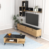 Moxen Mobilya Mts2 Mira Duvar Raflı Tv Sehpası Kitaplıklı Tv Ünitesi ve Orta Sehpa - 1