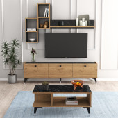 Moxen Mobilya Mts2 Mira Duvar Raflı Tv Sehpası Kitaplıklı Tv Ünitesi ve Orta Sehpa - 2