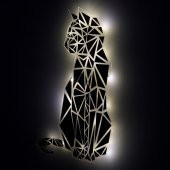 Veraart Işıklı Geometrik Kedi Duvar Dekorlu Gece Lambası 80 cm - 3