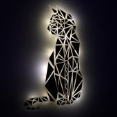 Veraart Işıklı Geometrik Kedi Duvar Dekorlu Gece Lambası 80 cm - 7