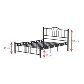 Bella Çift Kişilik Ferforje Tarz Metal Karyola 140x190 Siyah - 4