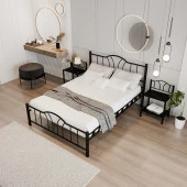 Bella Çift Kişilik Ferforje Tarz Metal Karyola 140x190 Siyah - 2