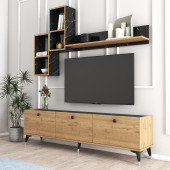 Moxen Mobilya MT2 MİRA DUVAR RAFLI TV SEHPASI - KİTAPLIKLI TV ÜNİTESİ - 1
