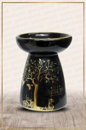 Hayat Ağacı Modeli Siyah Seramik Buhurdanlık - 1