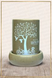 Baskılı Doğa Modeli Kahve Seramik Buhurdanlık - 1