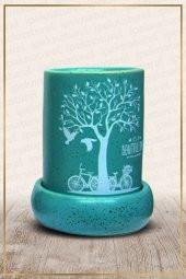 Baskılı Doğa Modeli Mavi Seramik Buhurdanlık - 1