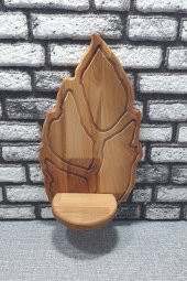 Dekoratif Duvar Rafı Ahşap Mumluk & Biblo Rafı Kz1028 - 1