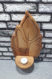 Dekoratif Duvar Rafı Ahşap Mumluk & Biblo Rafı Kz1028 - 3