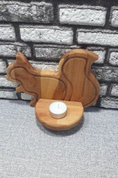 Dekoratif Sincap Duvar Rafı Ahşap Mumluk & Biblo Rafı Kz1032 - 2