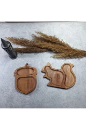 Ahşap Sincap Fındık Servis Tabağı Düzenleyici Çerezlik Baharatlık Kz1020 - 1