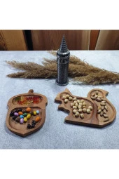 Ahşap Sincap Fındık Servis Tabağı Düzenleyici Çerezlik Baharatlık Kz1020 - 3