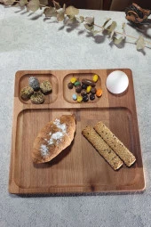 Ahşap Doğal Kase Servis Tabağı Kahvaltı Tabağı - 1
