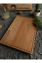Doğal Ahşap Peynir Ve Sunum Tabağı, Kesme Tahtası Dikdörtgen Kayın Ağacı - 1