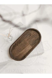 Oval Koyu Kahverengi Kayın Servis Tahtası thumbnail 2