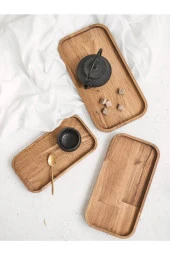 3'lü Set Doğal Ahşap Servis Sunum Ve Servis Tabakları - 2