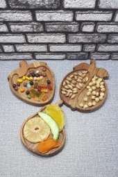 Ahşap Elma Çilek Armut Kayın Çerezlik-kahvaltılık Ve Servis- Sunum Tabağı Kz1046 - 1