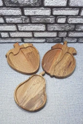 Ahşap Elma Çilek Armut Kayın Çerezlik-kahvaltılık Ve Servis- Sunum Tabağı Kz1046 - 2