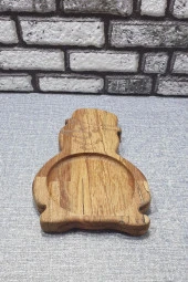 Ahşap Kardan Adam Kayın Çerezlik-kahvaltılık Ve Servis- Sunum Tabağı Kz1038 - 1