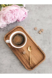 Ahşap Dikdörtgen Rustik Ev Dekorasyonu, Mum Tepsisi, Mücevherlik, Makyaj Düzenleyici 34cm - 3