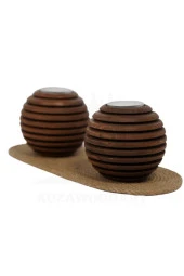 2'li Dekoratif Ahşap Mumluk - 1