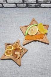 Ahşap 2'li Yıldız Servis Sunum Tabağı - Çerezlik - 1