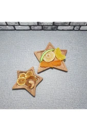 Ahşap 2'li Yıldız Servis Sunum Tabağı - Çerezlik - 2