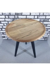 Tekli Doğal Kayın Ahşap Sehpa Siyah Ayaklı Kz1057 - 1