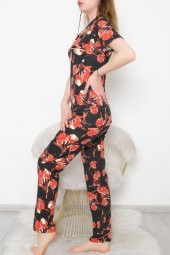 Düğmeli Pijama Takımı Siyahkırmızı - 10873.1048. - 4