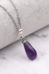 Ametist Doğal Taş Kolye ( Zincirli ve Kutulu ) - 1