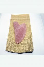 Pembe Kuvars Taşı Kalp Gua Sha Yüz Bakımı ( Özel Kesesinde ) - 1